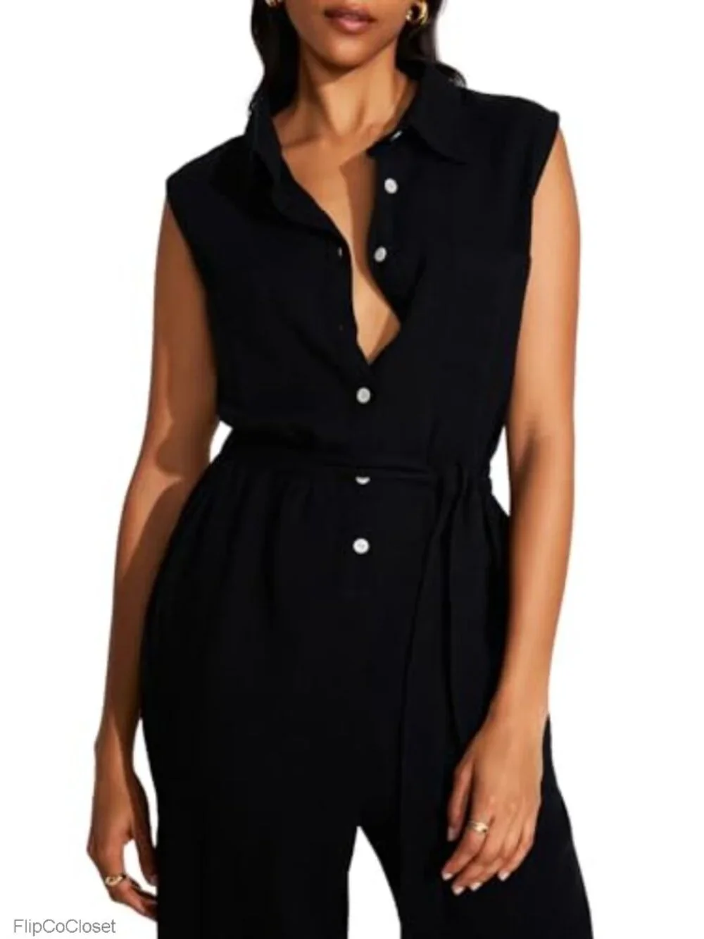 Vitamin A Women's Linen Cover-Up Jumpsuit with Belt & Pockets